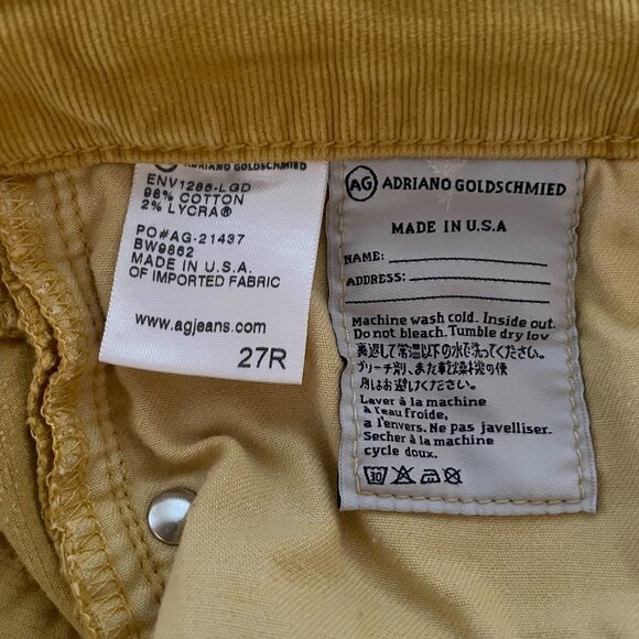 Anthropologie AG Adriano Goldschmied The Stevie Slim‎ Straight Leg Cords, 27R - Picture 3 of 8